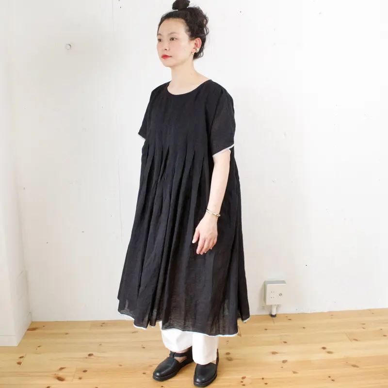 maison de soil(メゾンドソイル)リネン プリーツワンピース | Le Nid