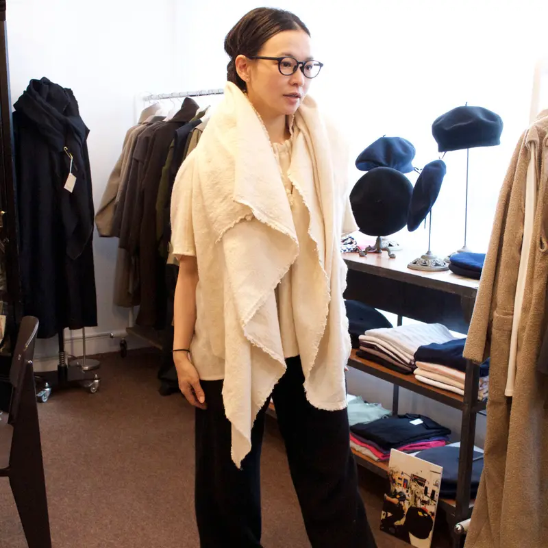 Honnete（オネット） Washed Twill Wide Stole/ウールリネン ショ...