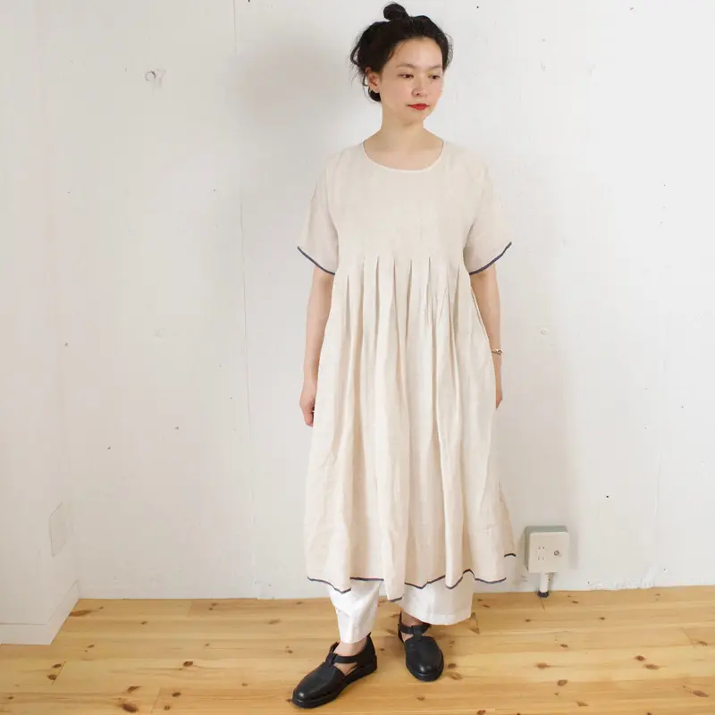 maison de soil(メゾンドソイル)リネン プリーツワンピース | Le Nid