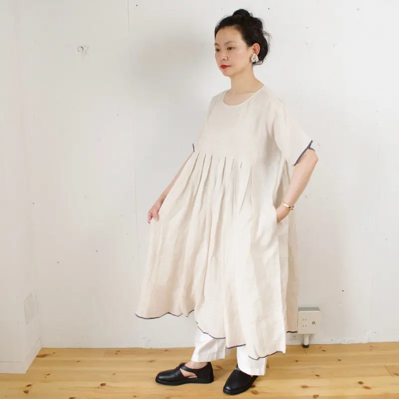 maison de soil(メゾンドソイル)リネン プリーツワンピース | Le Nid