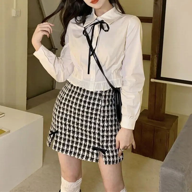 セットアップ 3点セット ボウタイ ブラウス 千鳥格子 チェック柄