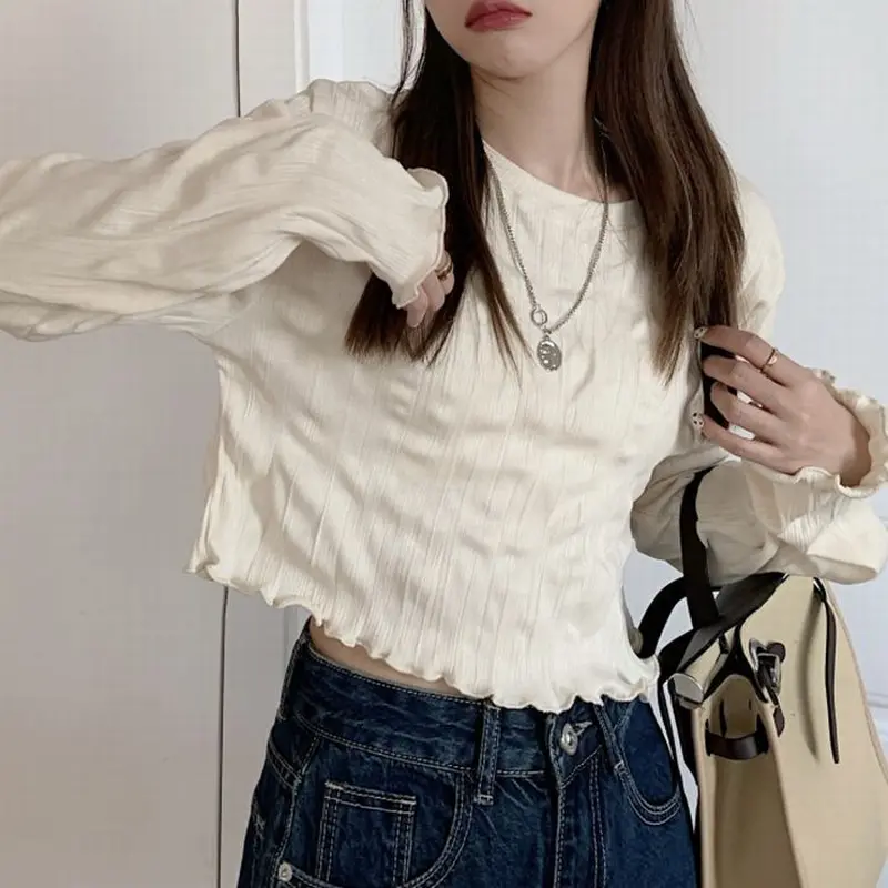 メローフリル tシャツ トップス シワ加工 ワッシャー加工 ショート丈