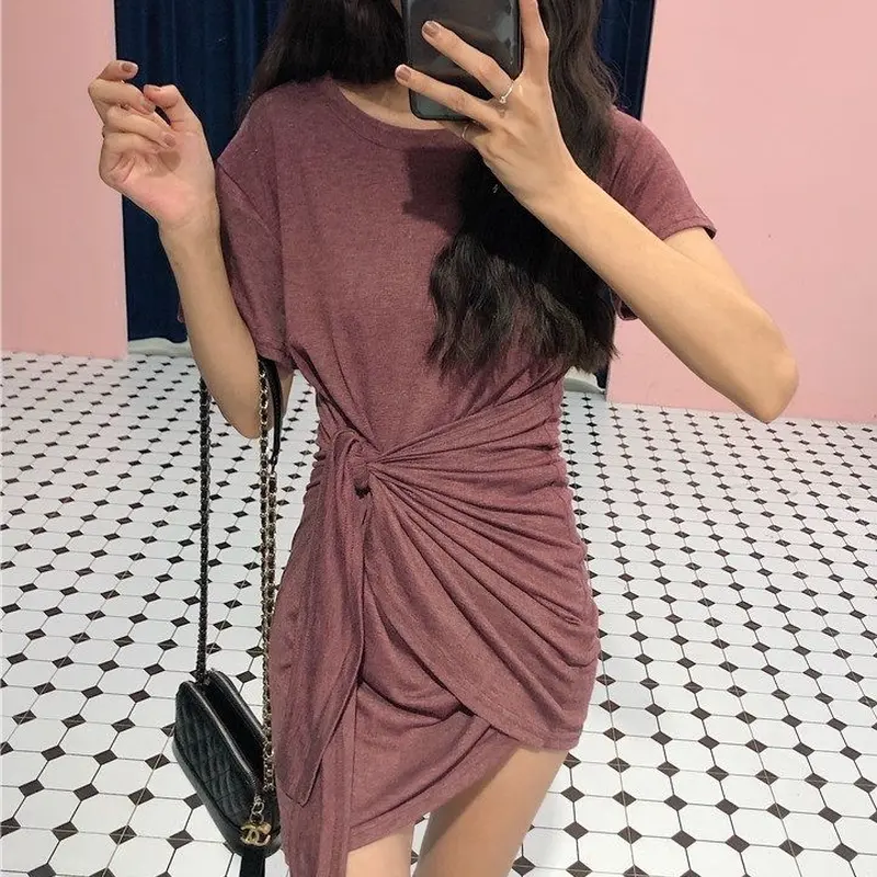 ワンピース ショート ミニ丈 半袖 春 夏 ミニワンピース 20代 30代 肌