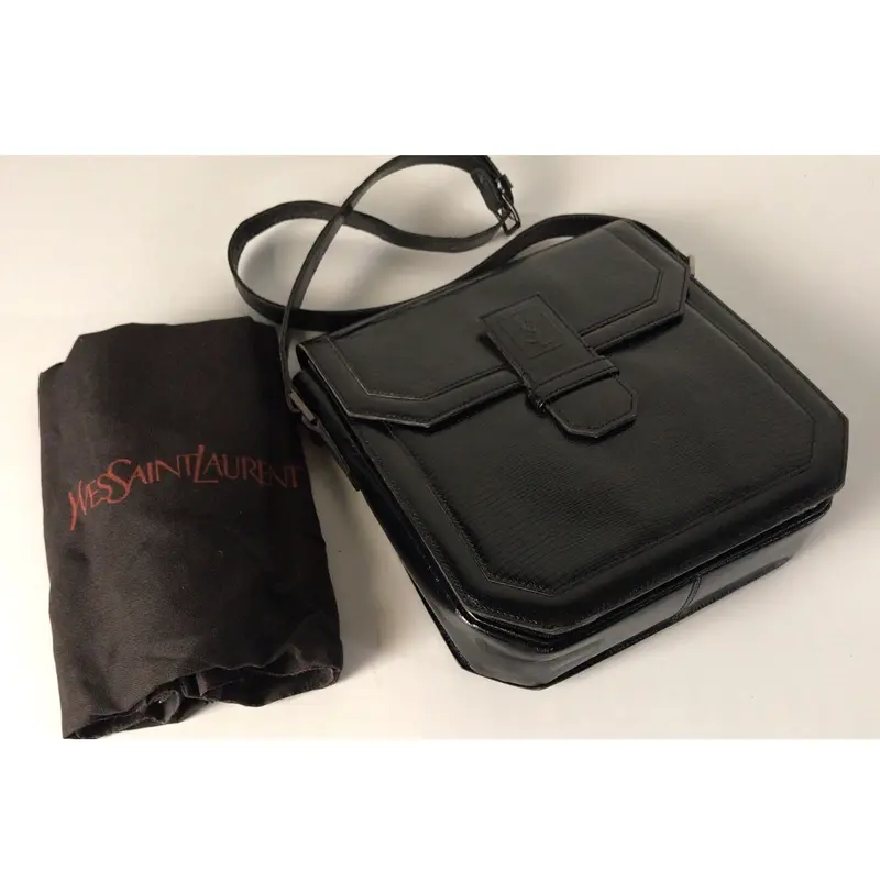 サンローラン トートバッグ YSL クロコ型押レザー黒 ショルダーバッグ