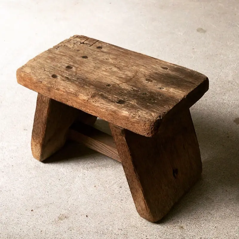 アンティーク木製作業椅子(スツール) 踏み台・花台・店舗備品・撮影