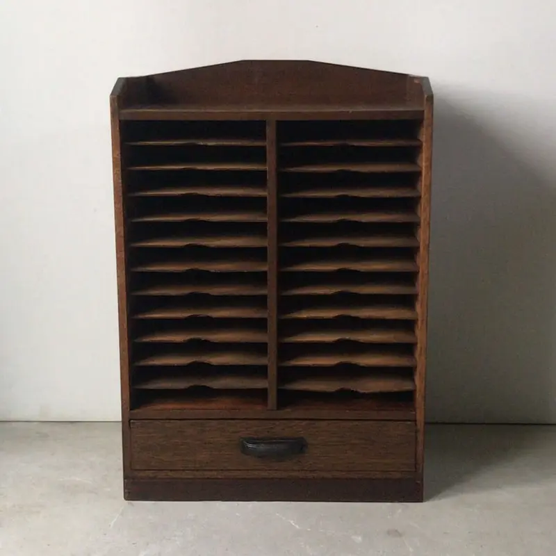 アンティーク カルテ棚24段 + 引き出し1杯 昭和 戦前ヴィンテージ家具