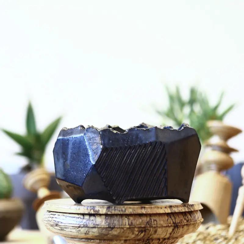 N/OH 澪標 盆栽鉢 / Black / S no.611-60 | 芽の巣山