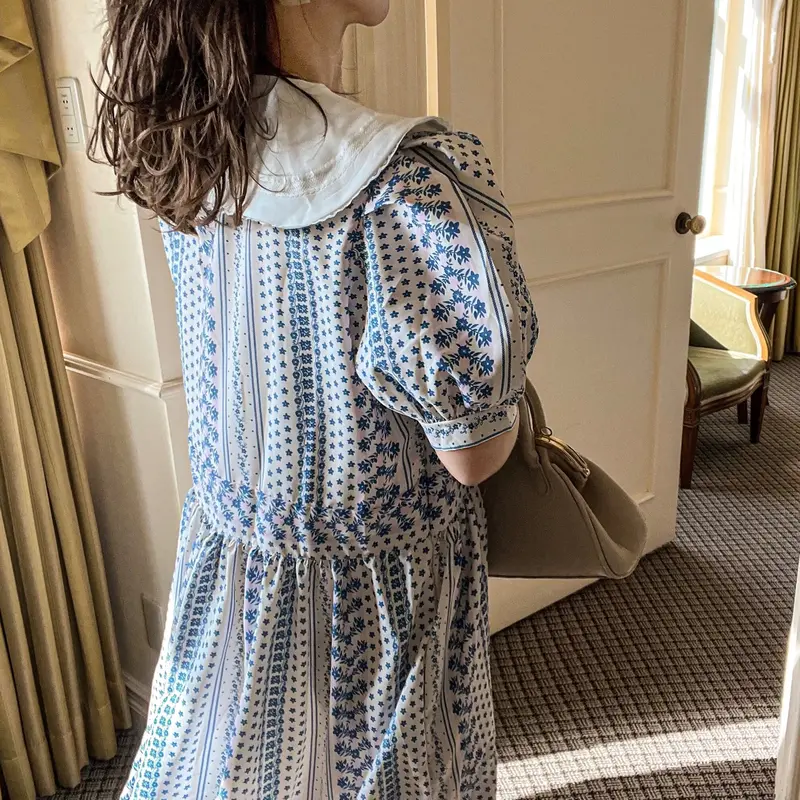 レトロフラワーパフスリーブワンピース | merrylatte