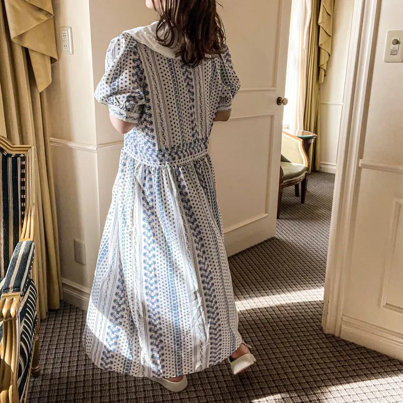 レトロフラワーパフスリーブワンピース | merrylatte