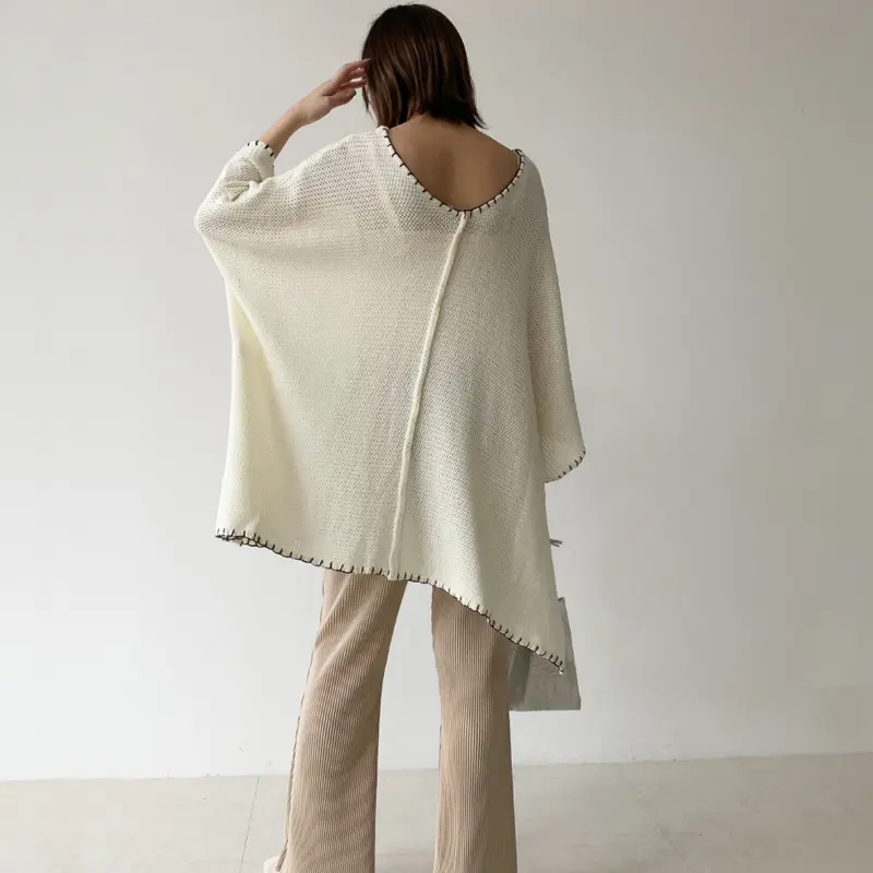 ポンチョ マント ケープ 透かし編みニット 透かし編みみ ハンド