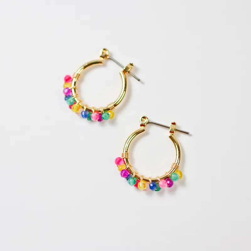 マルチカラーアゲート フープピアス(MN190004-01P) | minou