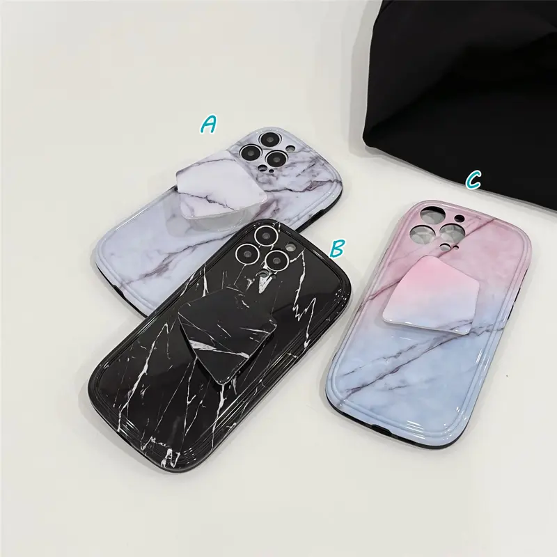 大理石調 iphone13/14proケース 同系スマホグリップ付 iphone12/11カ...