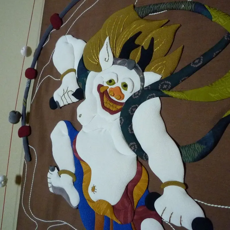 押絵タペストリー＊風神・雷神