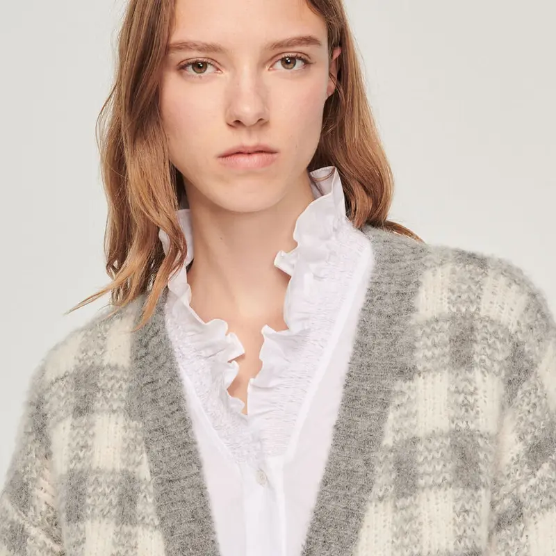 SANDRO サンドロ Checked jacquard cardigan カーディガン 定価...