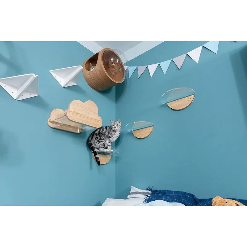 MYZOO「ROUND LACK CLEAR」透明キャットステップ 肉球も見えるアクリル