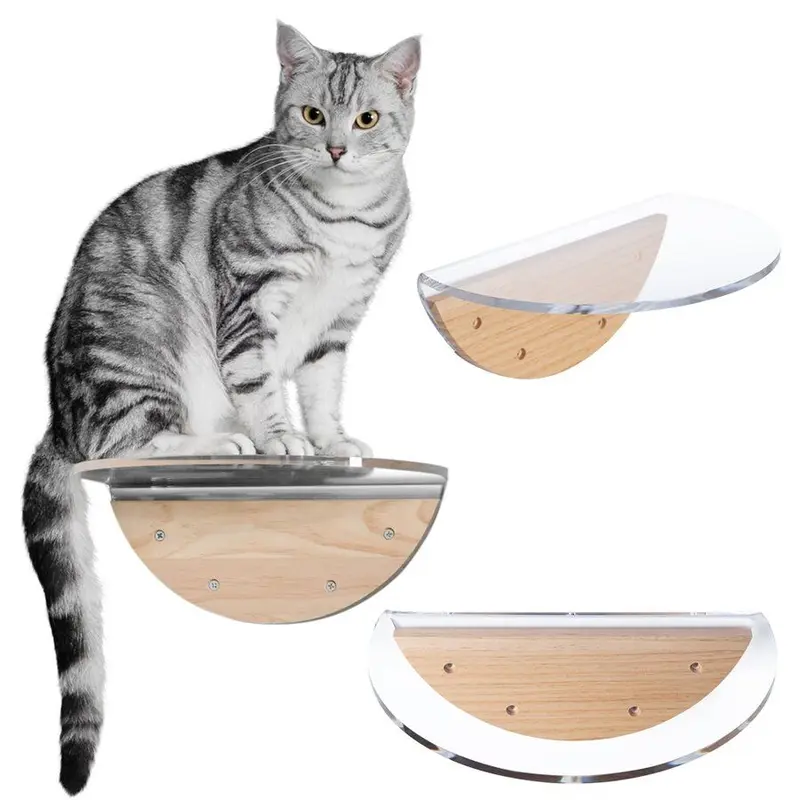 MYZOO「ROUND LACK CLEAR」透明キャットステップ 肉球も見えるアクリル