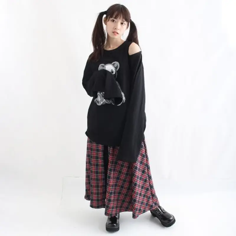 DrugHoney】【ユニセックス】2WAYチェック柄ロングスカート×サルエル