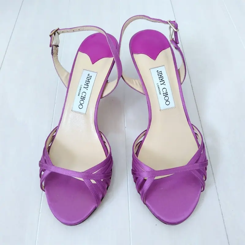 良品❤JIMMY CHOO【ジミーチュウ】サテン サンダル 紫 24 ㎝ | re2rinri...
