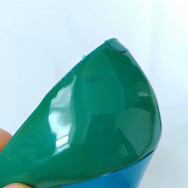 JIMMY CHOO【ジミーチュウ】バイカラー ウエッジソール パンプス 青緑