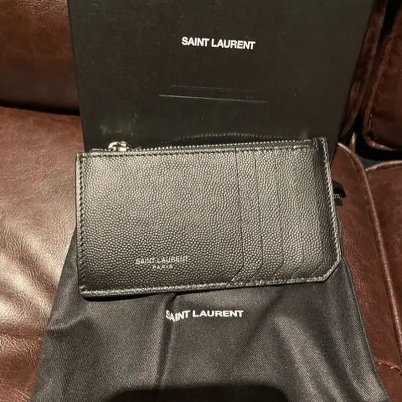 サンローラン 5フラグメント ジップポーチ テクスチャードレザー