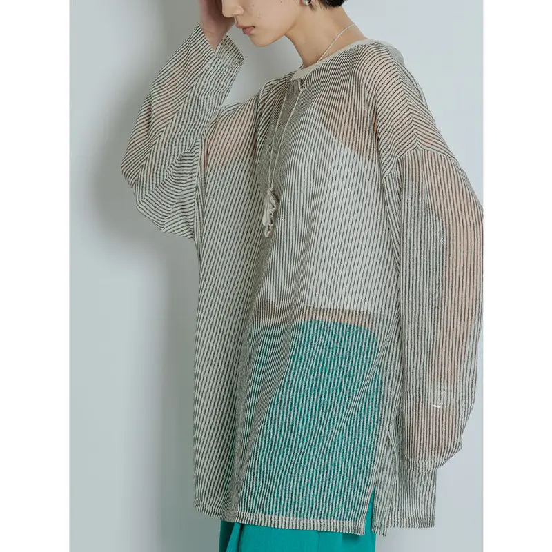 お買得】 ◎最終日 限定価格 chignon シアーストライプPO シャツ