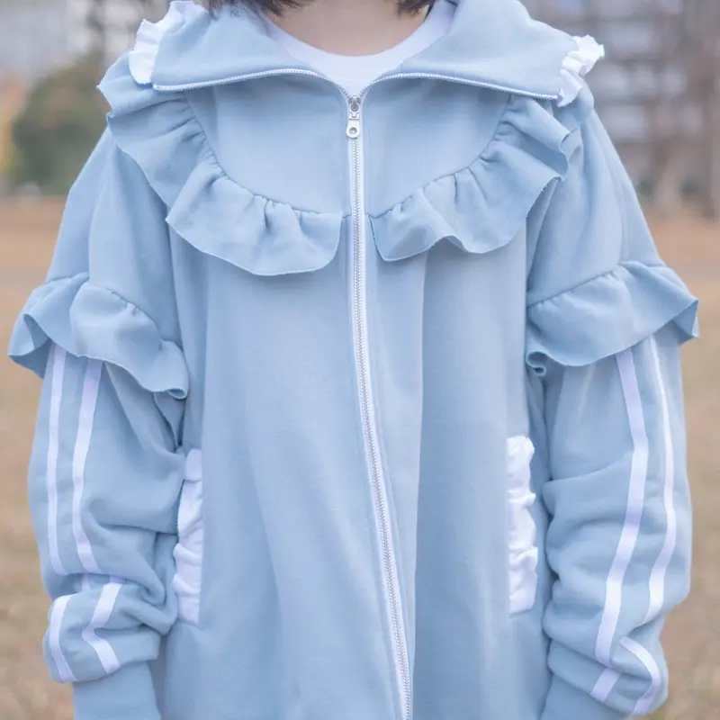 11月納]フリルハイネックパーカー<light blue> | satoi