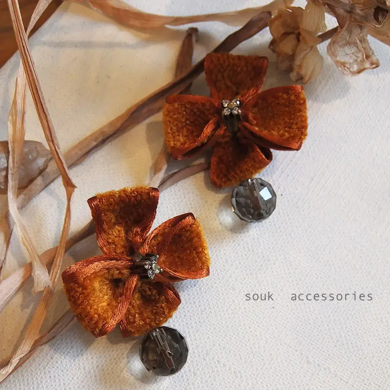 2way ribbon flower ピアス | souk