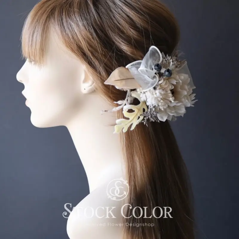 アネモネとオーガンジーリボンのヘッドドレス/ヘアアクセサリー
