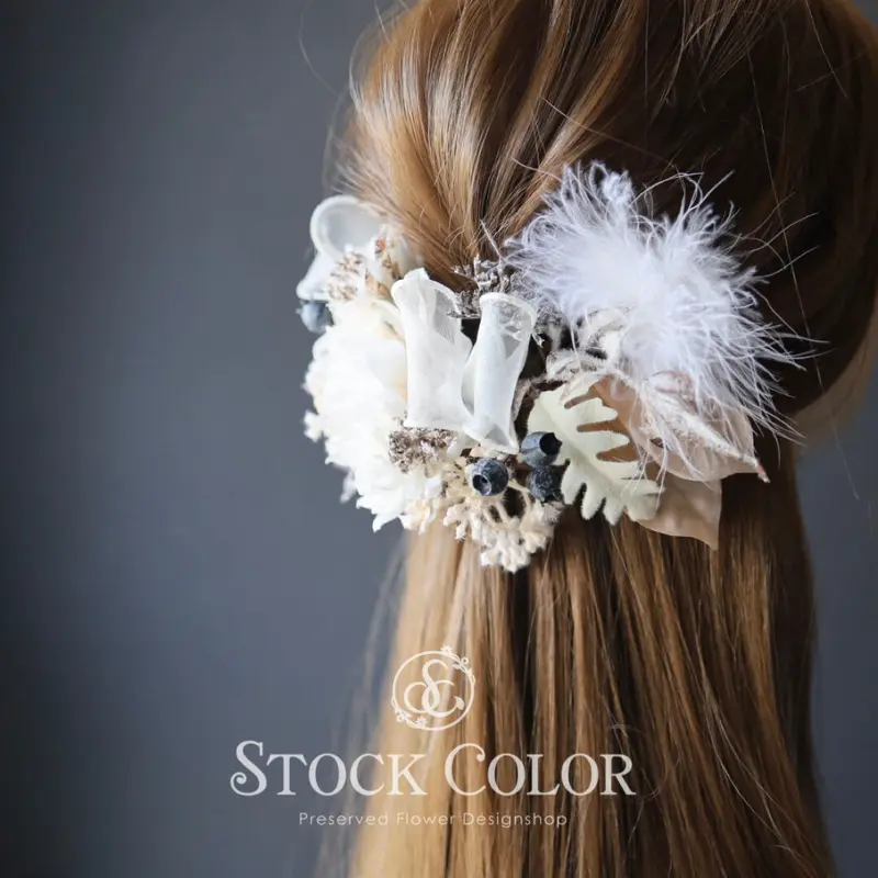 アネモネとオーガンジーリボンのヘッドドレス/ヘアアクセサリー