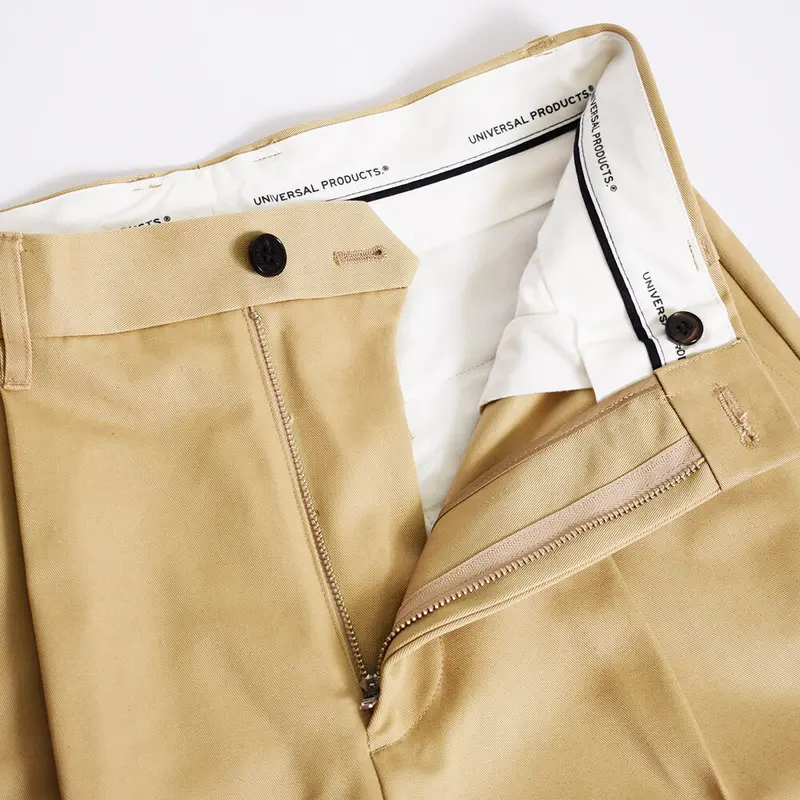UNIVERSAL PRODUCTS. COTTON 1TUCK TROUSERS BEIGE...