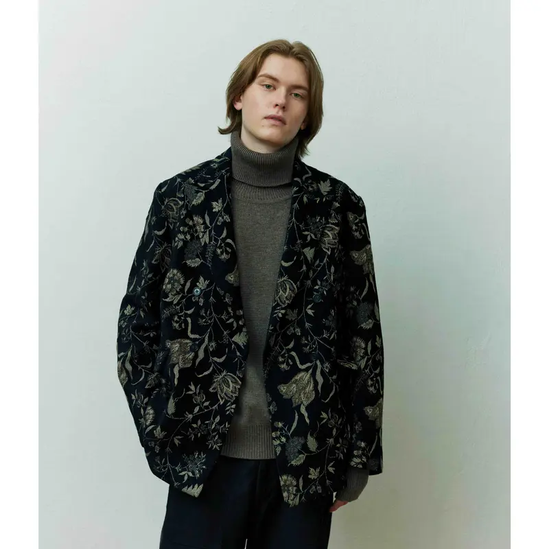 Double tailored jacket - Velvet flower jacquard...