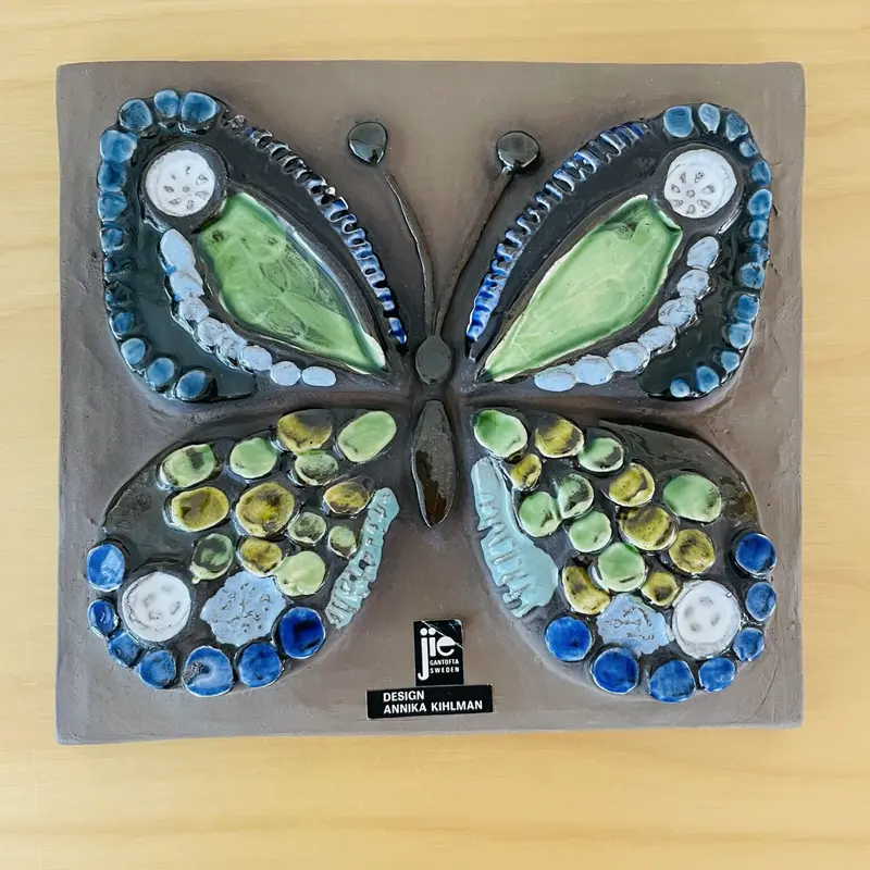 Jie Gantofta/ジィガントフタ/陶板/蝶ちょ/グリーンx ホワイトx