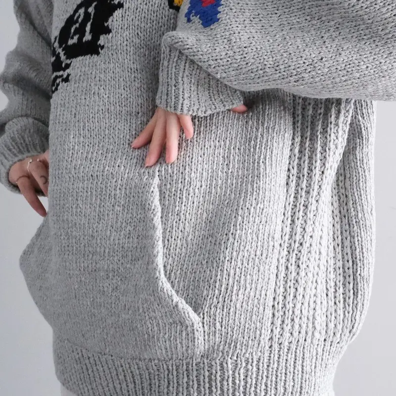 RICE NINE TEN 【Hand Knit Hooded College Sweater...