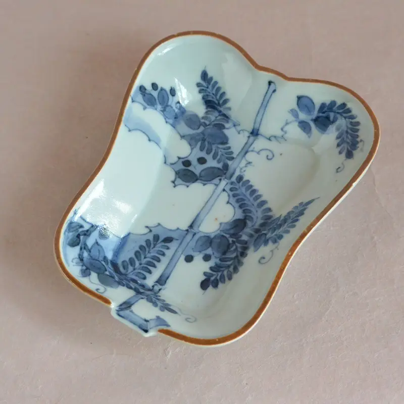 染付藤紋軍配形皿 五枚組 004 | 桃居 online 展覧会