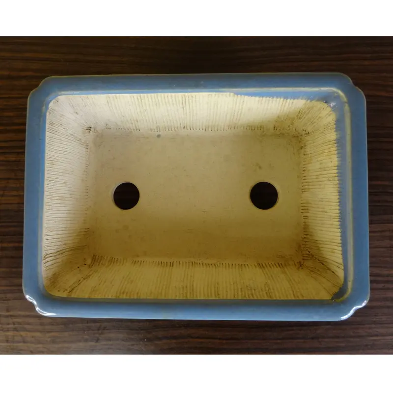 堀江美功 』初期の力作／均窯釉雲足長方／希少鉢／美功／盆栽鉢 』