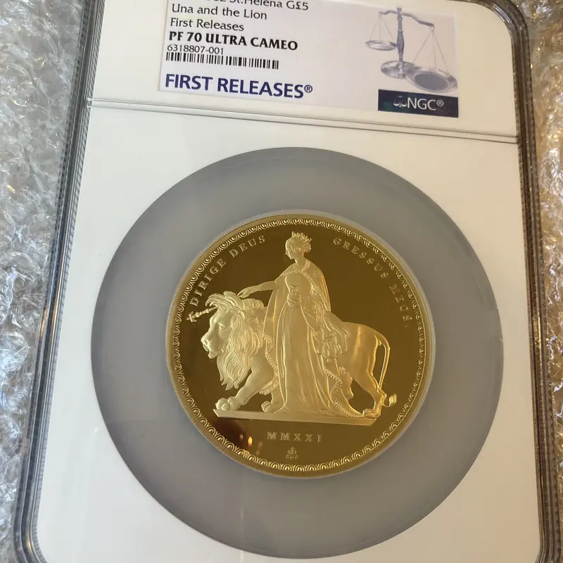 NGC70鑑定・PF70UC+FR 発行30枚 ウナとライオン 2021年 セントヘレナ
