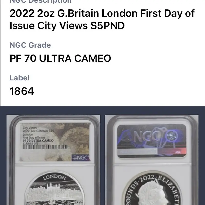 2022年 英国 ロンドン 都市景観 5ポンド プルーフ銀貨 2オンス