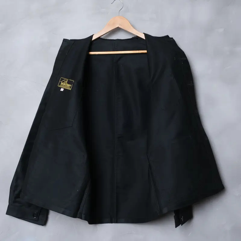 40-50s BEAU-FORT Black Moleskin Jacket Dead Sto...