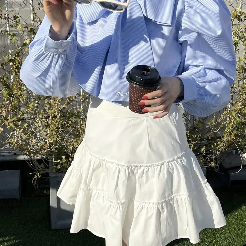 トリートユアセルフ frill cotton ribbon skirt