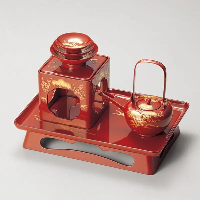 沈金松竹梅鶴亀 屠蘇器（朱） | 【公式】うるしギャラリー久右衛門