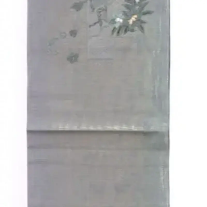 夏用】汕頭刺繍 お太鼓柄 グリーン地に短冊に花 | 和ノ藤リユース