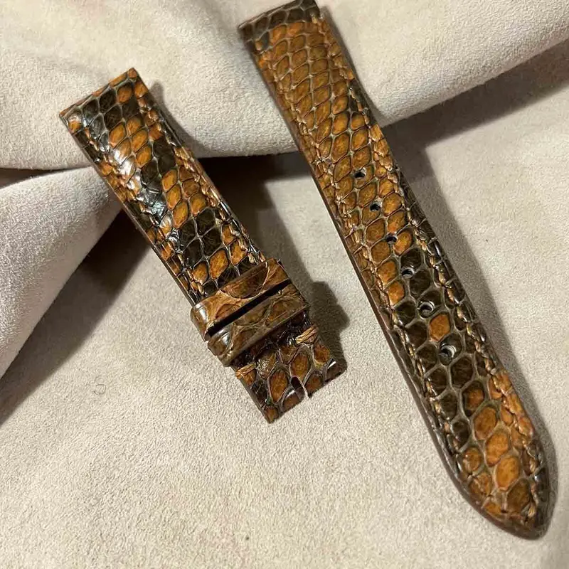 pyt-169 パイソン レザー 腕時計ベルト ブラウン (ラグ幅18mm