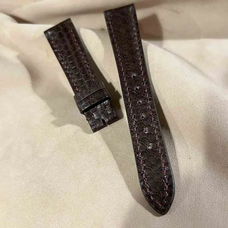 sna-73 シースネイク（ウミヘビ）腕時計ベルト ダークブラウン (ラグ幅