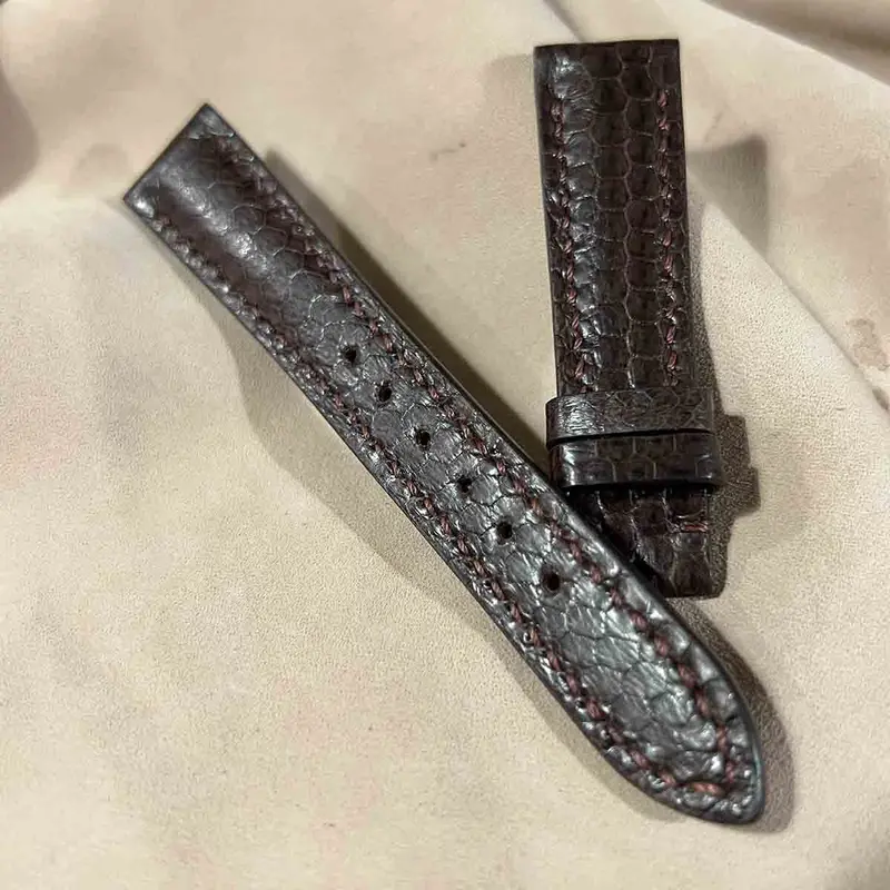 sna-73 シースネイク（ウミヘビ）腕時計ベルト ダークブラウン (ラグ幅