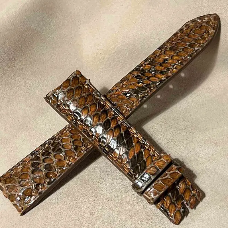 pyt-163 パイソン レザー 腕時計ベルト ブラウン (ラグ幅19mm