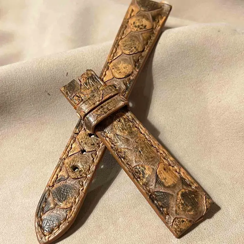 pyt-165 パイソン レザー 腕時計ベルト ライトブラウン (ラグ幅19mm