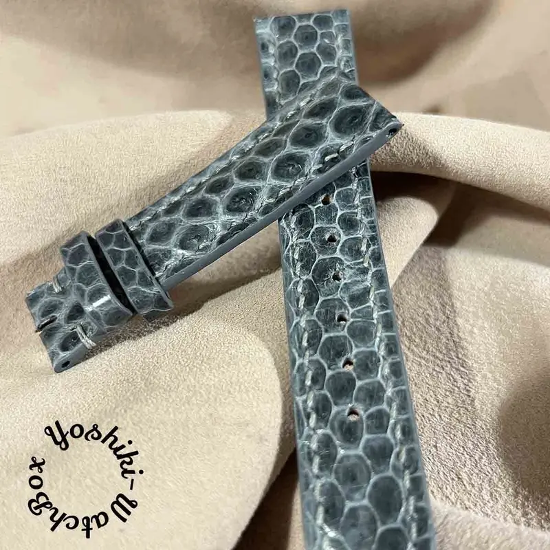 ★決算特価商品★ sna-66 ラグ幅21mm グレー 腕時計ベルト ウミヘビ シースネイク レザーベルト