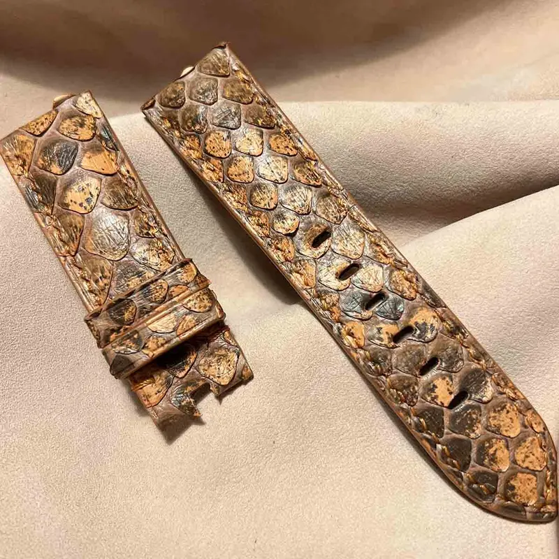 pyt-145 パイソン レザー 腕時計ベルト ライトブラウン (ラグ幅24mm