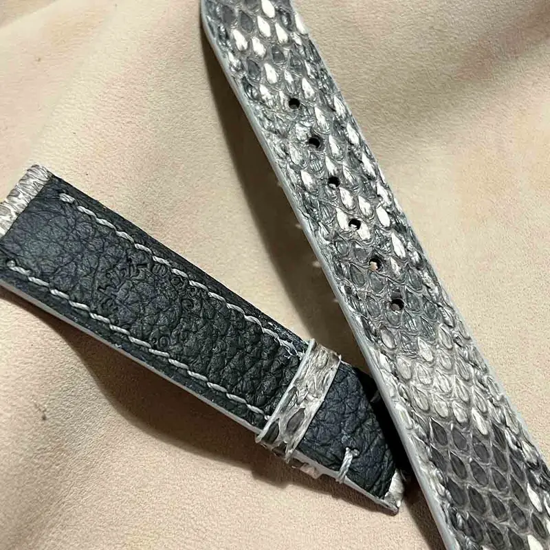 pyt-161 パイソン レザー 腕時計ベルト ホワイト、グレー (ラグ幅19mm