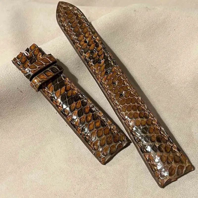 pyt-163 パイソン レザー 腕時計ベルト ブラウン (ラグ幅19mm